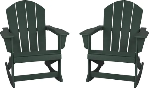 Miniatura 32 de WestinTrends Silla mecedora Malibu de poliéster para exterior/patio Adirondack, Negra
