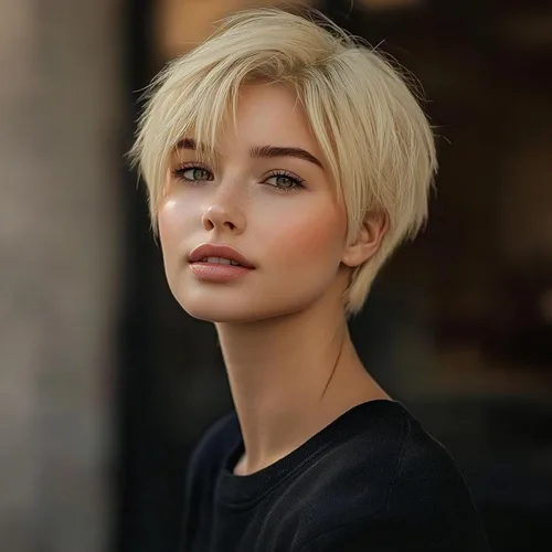 Miniatura 20 de QUEENTAS Pixie - Pelucas rubias cortas en capas para mujeres blancas y negras, cabello sintético (rubio mezclado con marrón)