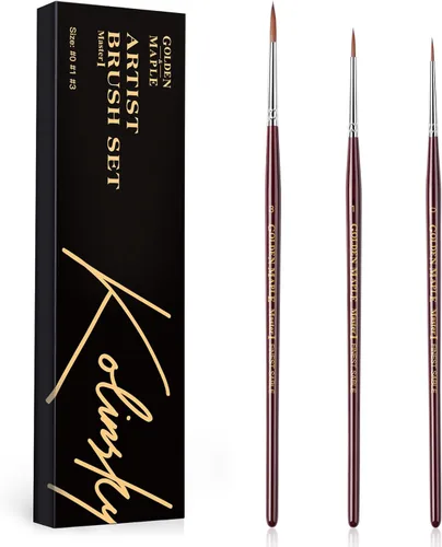 Miniatura 5 de Pinceles de Pintura en Miniatura Kolinsky Sable - Golden Maple Professional Pincel de Punta Ultrafina para Miniatura, Pintura de Modelos y Detalles