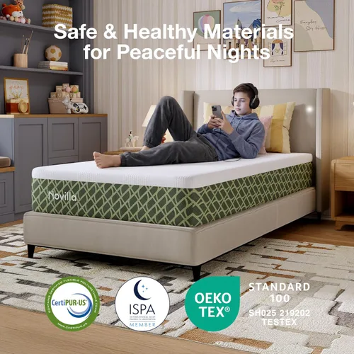 Miniatura 11 de Novilla 5 Inch Twin Size Mattress for Kids, Gel Memory Foam Twin Mattress with Comfort Foam for Pressure Relief and Supportive Base Foam for Spinal