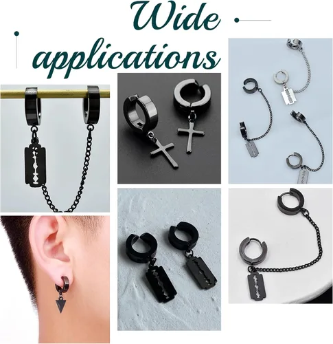Miniatura 7 de UNICRAFTALE 10 aretes de aro Huggie de 0.610 in – Anillo redondo de acero inoxidable con lazo – hipoalergénicos para hacer joyas plomizo