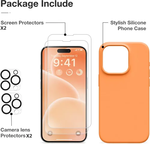 Miniatura 731 de GONEZ Funda de silicona para iPhone 15 Pro Max, compatible con Magsafe, protector de cámara + protector de pantalla, forro de microfibra suave