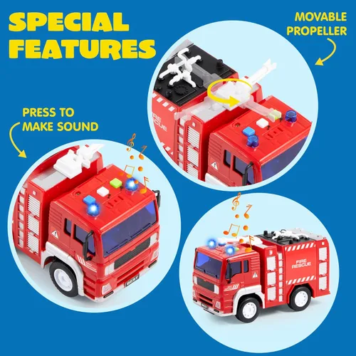Miniatura 6 de JOYIN 4 paquetes de juguetes de vehículos de emergencia, vehículos accionados por fricción con luz y sonido, incluyendo camión de bomberos
