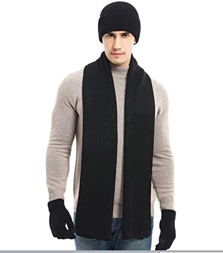 Miniatura 2 de Maleroads Conjunto de guantes y bufanda para hombre, gorro grueso con forro polar de invierno