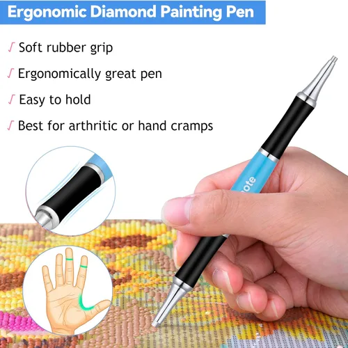 Miniatura 3 de benote Bolígrafo ergonómico de pintura de diamante con doble punta de rosca de metal de goma, bolígrafo redondo y cuadrado para arte, manualidades