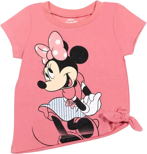 Miniatura 57 de Disney Minnie Mouse - Conjunto de camiseta floral arcoíris y pantalones cortos de cambray, tallas de bebé a niño grande (12 meses - 14-16)