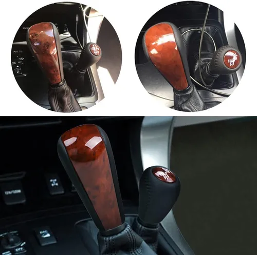 Miniatura 3 de Cuero automático con perilla de palanca de cambios de madera para Toyota Prado 120 2003 2004 2005 2006 2007 2008 2009 (1 pieza de nogal)