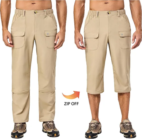 Miniatura 2 de Little Donkey Andy Pantalones elásticos convertibles para hombre, con cremallera, ligeros, de secado rápido, para senderismo, pesca, viajes