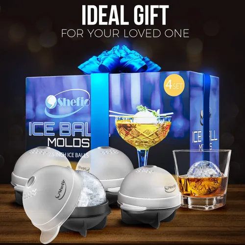 Miniatura 5 de Moldes para cubitos de hielo Bourbon – Juego de moldes redondos para cubitos de hielo de 4 a 2.5 pulgadas – Sellado apretado, a prueba de fugas