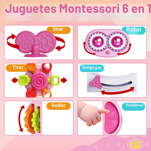 Miniatura 3 de Juguetes para niñas de 1 año, cubo musical ocupado para niños pequeños de 1 a 3 años, cubo de actividades Montessori 6 en 1 con luces y sonidos, Rosa