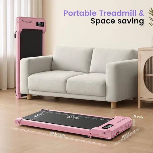 Miniatura 9 de Caminadora pequeña con inclinación – Cintas de correr para debajo del escritorio con barra de asa, cintas de correr plegables portátiles compactas