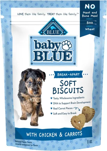 Blue Buffalo Baby Blue Galletas Blandas con DHA, Golosinas Naturales para Cachorros, Ideales para Entrenamiento, con Pollo y Zanahorias, Bolsa de 8