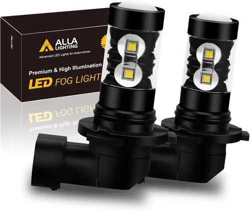 Alla Lighting Bombillas LED antiniebla 9006 HB4 de 2400 lúmenes, 6000 K, xenón blanco superbrillante, lámparas antiniebla de repuesto para