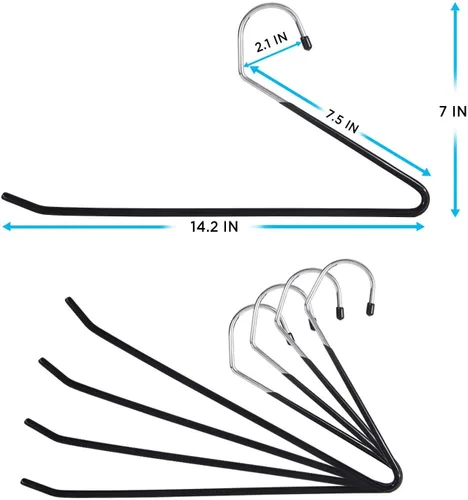 Miniatura 3 de IPOW Paquete de 24 perchas de metal resistentes para pantalones, perchas para armario, perchas de ropa de extremo abierto para pantalones holgados