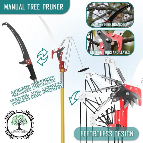 Miniatura 3 de Sierras de poste para podar árboles, podadoras extensibles de 7.3 a 27 pies, podadora de mango largo, hoja de acero afilada y tijeras para recortar