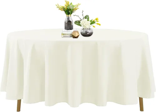 Miniatura 72 de Mantel de poliéster lavable de 90 pulgadas, resistente a las manchas y a las arrugas, mantel decorativo para mesa de comedor, fiestas de bufé y Negro