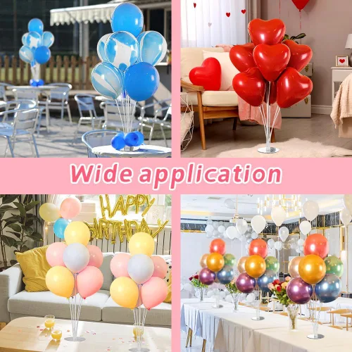 Miniatura 7 de 6 Juegos de Palos de Globos con Base para Kit de Soporte de Globos de Mesa, Soportes de Globos con Base para Piso, Soporte de Arco de Globos