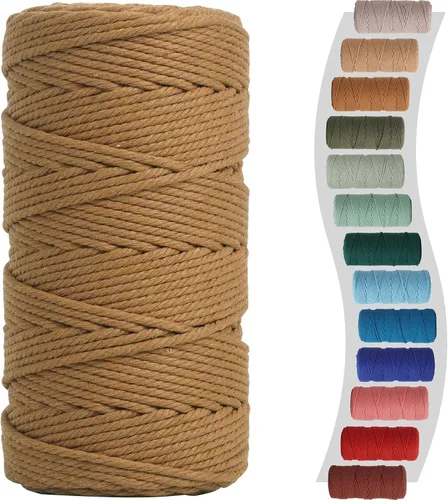 Miniatura 39 de Cordón de macramé de 1/8 pulgadas 220 yardas (200 metros) suministros naturales de macramé, hilo de macramé, cuerda de algodón de color, cuerda