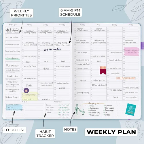Miniatura 3 de GoGirl Planner PRO Schedule - Agenda sin fecha con ranuras horarias, organizador mensual, semanal y diario, libro de citas para gestión del tiempo