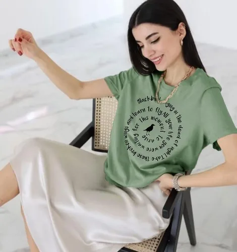Miniatura 3 de Hubery Camiseta de manga corta con estampado gráfico de Blackbird para mujer