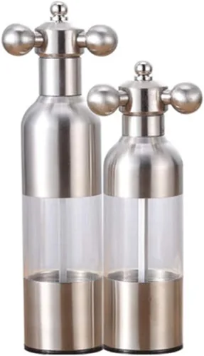 Miniatura 12 de Molinillo de sal y pimienta, grifo manual de acero inoxidable con asa, grosor ajustable recargable, para el hogar, restaurante, barbacoa, plata, M
