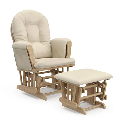 Miniatura 19 de Storkcraft Planeador de Aro Premium y Otomana (Chevron Blanco/Gris) — Planeador de Guardería con Certificado GREENGUARD Gold, Artesanía de Madera