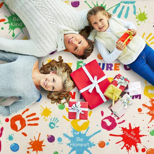 Miniatura 7 de Alfombra colorida para niños, alfombra lavable para niños, alfombras de área de huellas de manos para dormitorio de niños, alfombra de juego