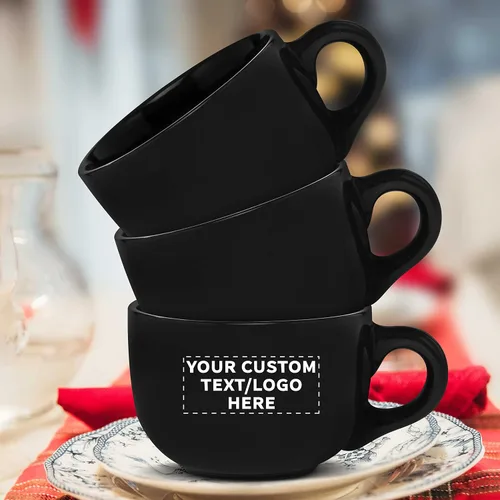 Miniatura 8 de Juego de 10 tazas de capuchino de cerámica personalizadas, 18 onzas, paquete a granel, perfectas para café, té, espresso, cacao caliente y otras