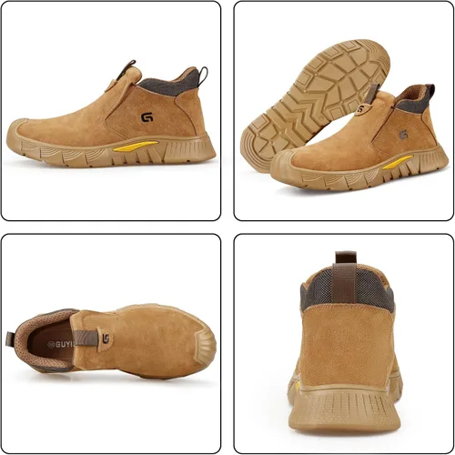 Miniatura 9 de GLANOUDUN - Botas de trabajo de soldadura para hombre, con punta de acero, antideslizantes, zapatos de trabajo indestructibles para hombre, zapatos