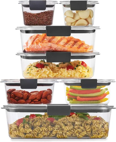 Miniatura 2 de Rubbermaid Brilliance - Juego de 14 tapas de plástico para almacenamiento y recipientes de alimentos a prueba de fugas, transparentes, con tapas