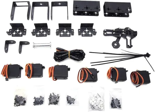 Miniatura 5 de Brazo mecánico negro, engranaje de dirección analógica MG996, kit de garra de brazo mecánico 6DOF manipulador DOF piezas de robot industrial
