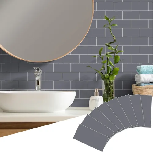 Miniatura 9 de Yipscazo Azulejo de pared compuesto de PVC 3D de 3 x 6 pulgadas para despegar y pegar en azulejos para cocina, baño, lavandería, chimenea