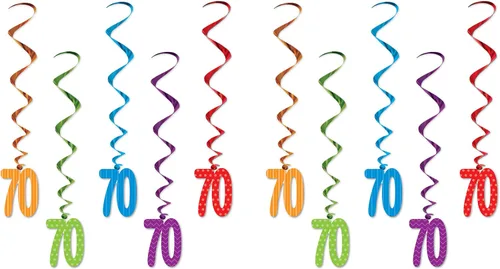 Miniatura 8 de Beistle Remolinos del número "13" – Paquete de 5 coloridas decoraciones colgantes en espiral con recortes de doble cara número trece para fiestas