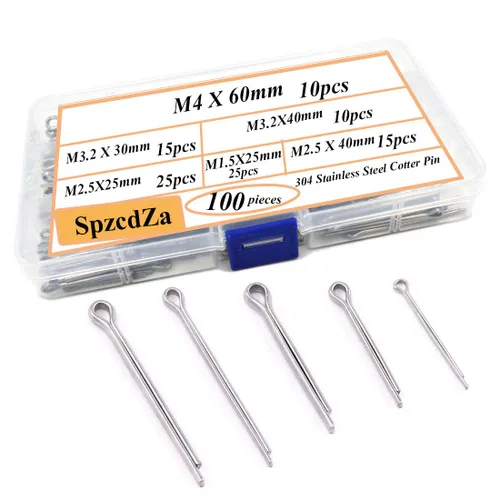 100 piezas de pasador de chaveta de acero inoxidable 304, kit surtido de accesorios para mecánica automotriz, reparación de motores pequeños,