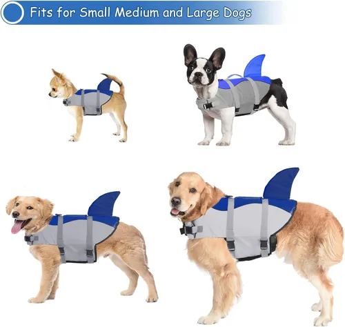 Miniatura 5 de Dogcheer Chaleco salvavidas para perros Tiburón, Chaleco salvavidas ajustable para perros para natación y navegación con flotabilidad superior y asa