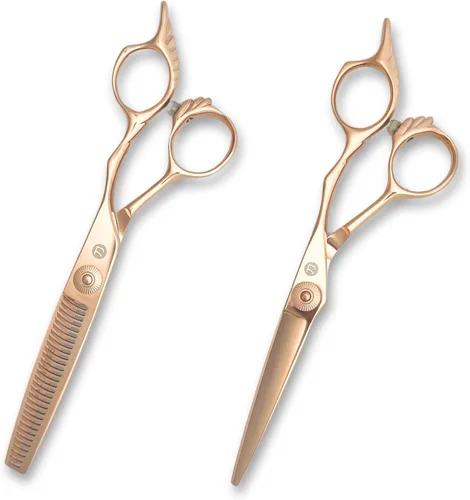 Miniatura 7 de Tijeras de corte de cabello doradas para peluquería profesional, tijeras de cabello doradas de 6 pulgadas, acero japonés 440C, borde de corte súper