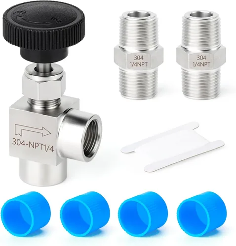 Miniatura 8 de TAISHER 1 pieza Válvula de aguja recta de acero inoxidable 304 1/2" NPT macho x 1/2" NPT hembra para control de flujo de agua, gas, aceite con rosca