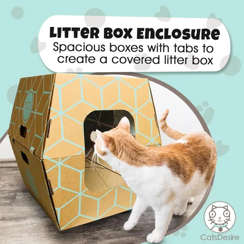 Miniatura 7 de Cats Desire - Cajas de arena desechables para gatos, paquete de 10, diseño de cartón más alto de 17 pulgadas para una contención superior, bandeja