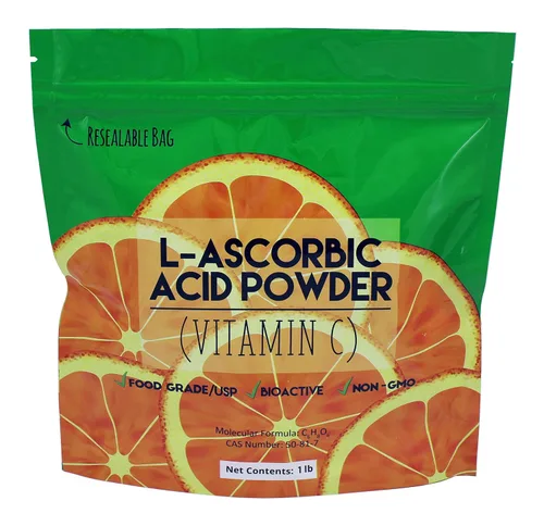 Miniatura 2 de L-Ascórbico, Ácido en Polvo 99.98+%, Grado alimenticio USP/BP Cristales de fermentación natural blanco puro forma de vitamina C - elige