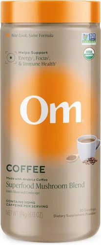 Miniatura 14 de OM MUSHROOM SUPERFOOD Morning Energy Blend - Mezcla de bebida de hongos sin café con Cordyceps, melena de león, rodiola y vitamina D2 - Energía