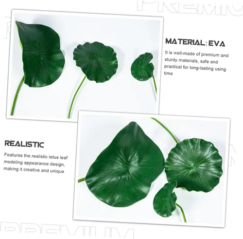 Miniatura 4 de Yardwe 1 juego de hoja de loto simulada con varilla, almohadilla de lirio flotante artificial, adorno de hojas falsas, tallos para flores