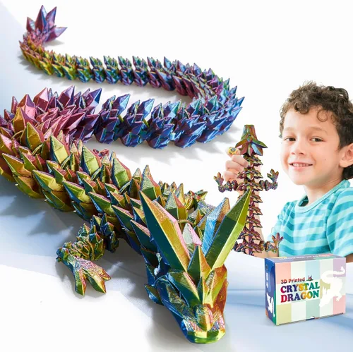 Miniatura 9 de meturebear Dragón Grande Impreso en 3D, Juguetes de Dragón 3D de 30 Pulgadas, Juguetes de Animales de Cristal Fidget Más Grandes, Animales Arcoír