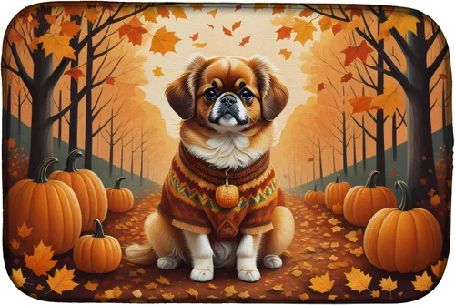 Miniatura 14 de Caroline's Treasures DAC1042DDM Tapete de secado de platos de otoño con perro salchicha absorbente para secar platos para encimera de cocina, tapete