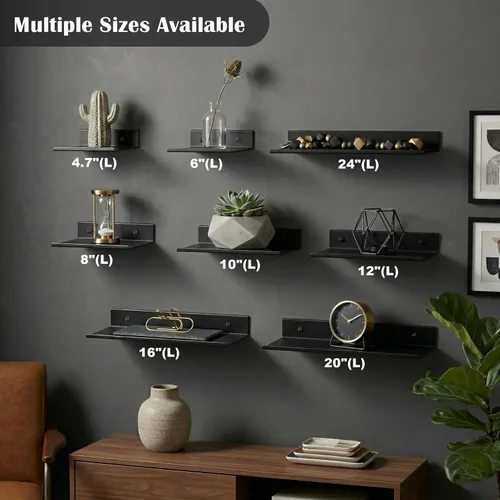 Miniatura 5 de Z metnal Estantes decorativos pequeños, mini estante flotante de exhibición de pared para altavoces inteligentes coleccionables, aluminio, montaje
