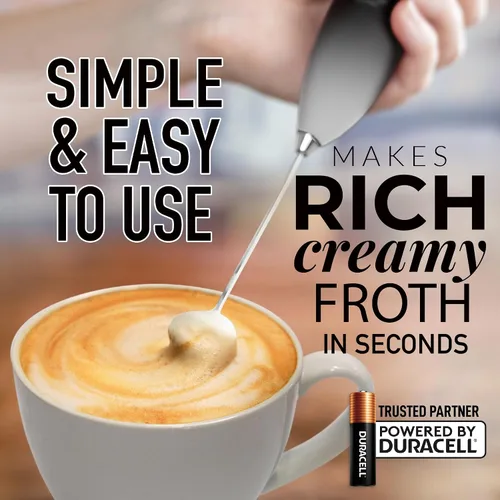 Miniatura 90 de Zulay Kitchen FrothMate Potente espumador de leche portátil y compacto para hacer espuma de mano, lattes, capuchinos Plateado transparente