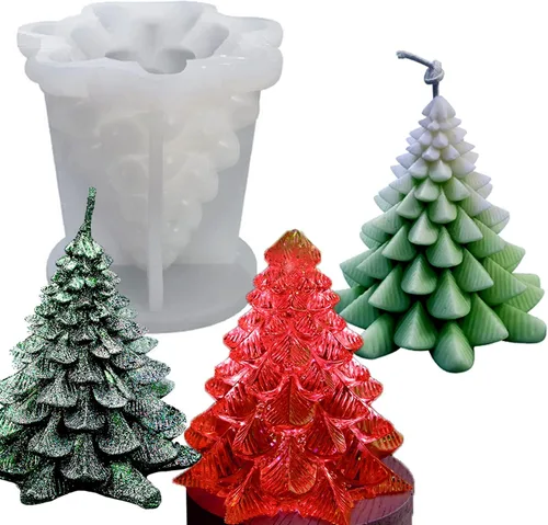 Moldes de silicona para velas de árbol de Navidad, molde de silicona de pino de Navidad 3D para fundición de resina epoxi, velas de aromaterapia, 05