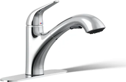 KOHLER 30612-CP Jolt - Grifo extraíble para fregadero de cocina, cabezal rociador de dos funciones, control táctil, 1.5 GPM, diseño elegante, cromo