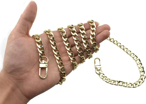 Miniatura 42 de HAHIYO Correa metálica de cadena para bolso de 43.3' de oro para bolso cruzado, bandolera y bolso de mano, cómoda y plana de 0.4' de ancho, extra