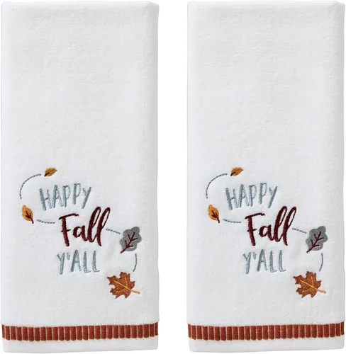 Miniatura 9 de SKL Home Juego de 2 toallas de mano bordadas con corona de otoño y Acción de Gracias, 100% algodón, decoración para baño, cocina, bar y regalo