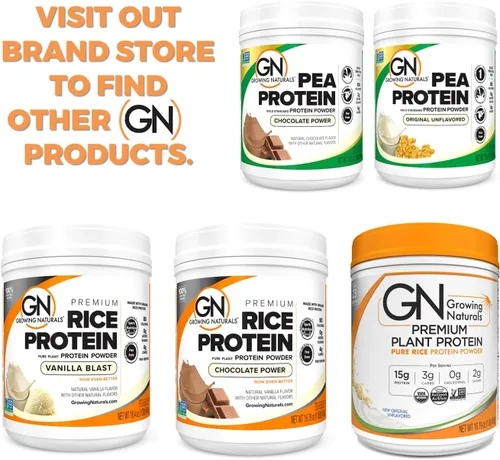 Miniatura 7 de Growing Naturals Proteína orgánica de arroz en polvo, sabor a chocolate, sin OMG, vegano, 16.8 onzas
